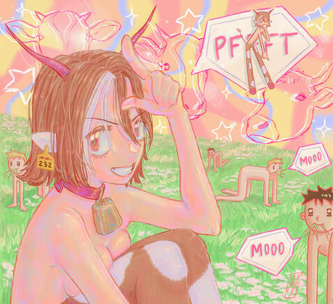 Rendered half body + background/elements